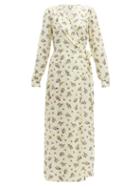 Matchesfashion.com Belize - Salome Floral Print Silk Blend Wrap Dress - Womens - Cream Print