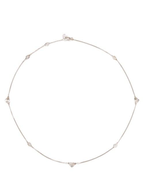 Gucci - Gg Heart Diamond & 18kt White-gold Necklace - Womens - White Gold