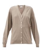 Matchesfashion.com Lemaire - Double-front V-neck Wool-blend Cardigan - Womens - Light Brown
