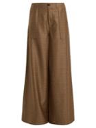 Matchesfashion.com Ganni - Merkel High Rise Wide Leg Trousers - Womens - Brown