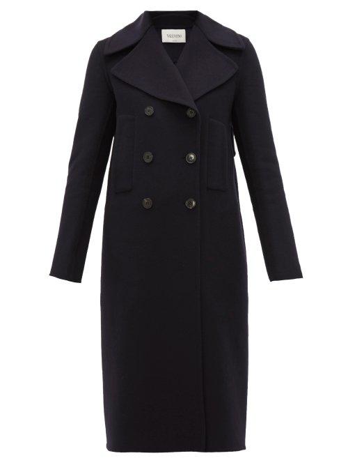 Matchesfashion.com Valentino - Double Breasted Cashmere Coat - Womens - Navy