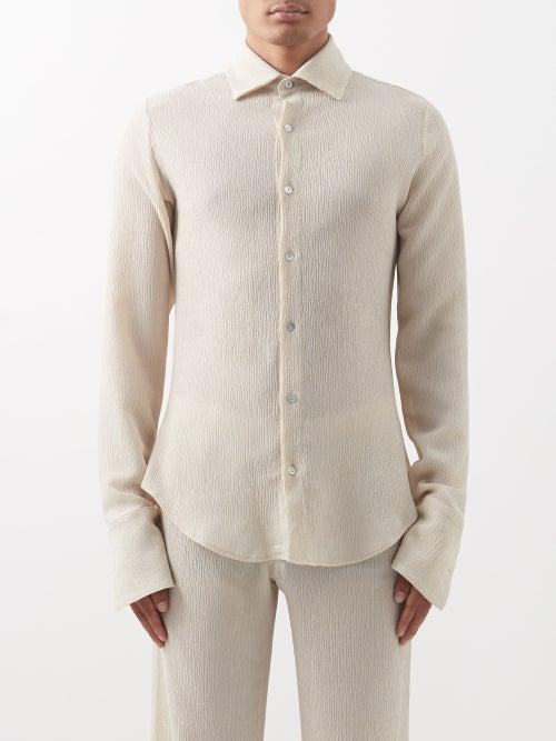 Ludovic De Saint Sernin - Crinkled-cotton Shirt - Mens - Sand