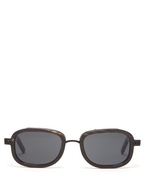 Matchesfashion.com Blyszak - Iii Square Metal Sunglasses - Mens - Black
