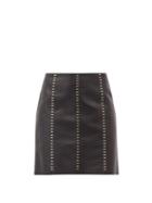 Matchesfashion.com Alexander Mcqueen - Staple-stitched Leather Mini Dress - Womens - Black