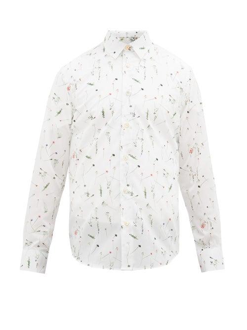 Matchesfashion.com Paul Smith - Floral-print Cotton-poplin Shirt - Mens - White