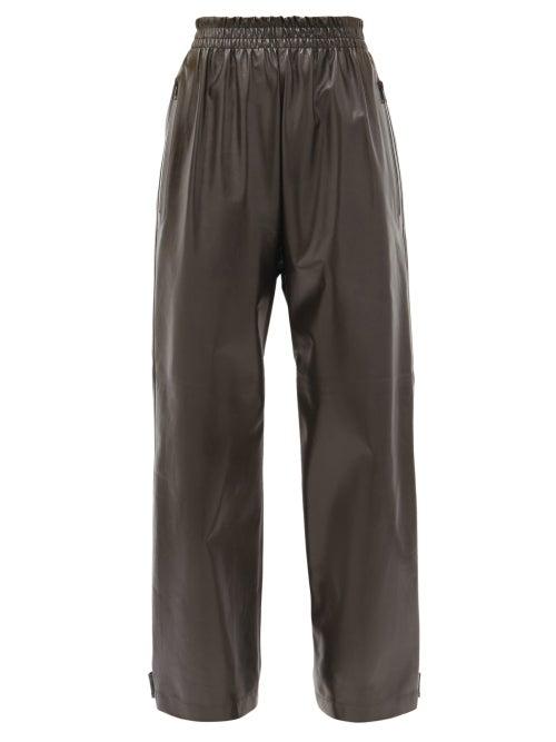 Matchesfashion.com Bottega Veneta - Adjustable-cuff Leather Trousers - Womens - Dark Brown