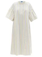 Ladies Rtw Vika 2.0 - Striped Recycled-twill Tunic Dress - Womens - Cream Stripe