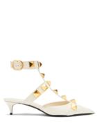 Matchesfashion.com Valentino Garavani - Roman Stud Leather Kitten-heel Sandals - Womens - Ivory