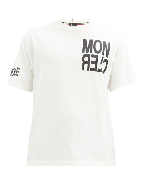 Mens Ski Moncler Grenoble - Logo-print Cotton-jersey T-shirt - Mens - White