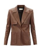 Matchesfashion.com Saint Laurent - Single-breasted Leather Blazer - Womens - Brown