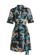 Matchesfashion.com Diane Von Furstenberg - Floral Print Cotton And Silk Blend Wrap Dress - Womens - Black Print