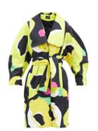 Matchesfashion.com Elzinga - Abstract Poppy-print Cotton-poplin Belted Coat - Womens - Black Multi