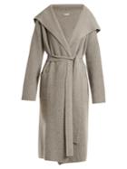 Connolly Shawl-collar Tie-waist Ribbed-knit Cashmere Robe