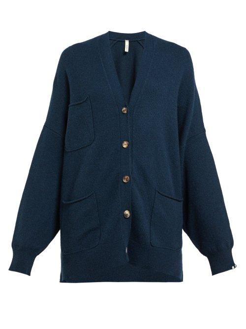 Matchesfashion.com Extreme Cashmere - No.24 Asymmetric Cashmere Blend Cardigan - Womens - Navy