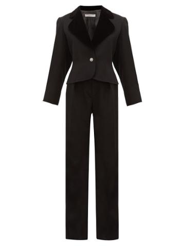 Matchesfashion.com William Vintage - Ysl Rive Gauche Le Smoking Wool Crepe Tuxedo Suit - Womens - Black