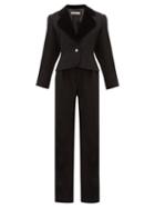 Matchesfashion.com William Vintage - Ysl Rive Gauche Le Smoking Wool Crepe Tuxedo Suit - Womens - Black