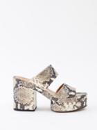 Chlo - Odina Python-effect Leather Platform Sandals - Womens - Grey Multi