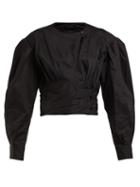 Matchesfashion.com Isabel Marant - Puff Sleeve Cotton Poplin Top - Womens - Black