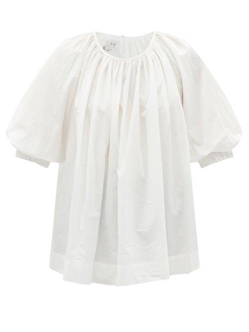 Ladies Rtw Co - Puff-sleeve Cotton-blend Poplin Top - Womens - White