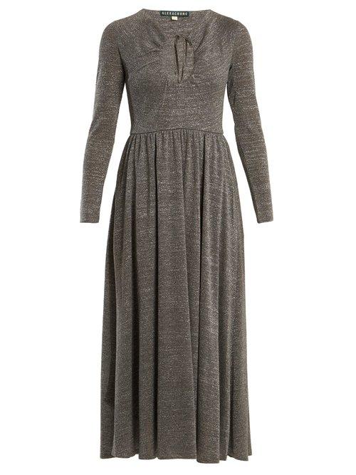 Matchesfashion.com Alexachung - Cut Out Front Gathered Waist Dress - Womens - Silver