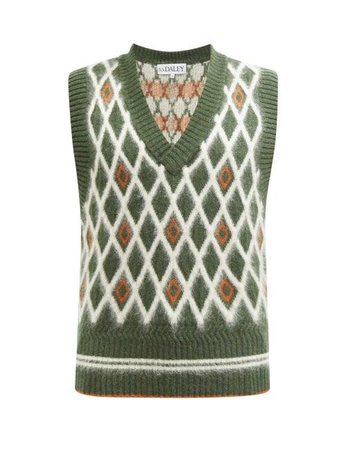 S.s. Daley - Jupp Argyle-knit Wool-blend Sleeveless Sweater - Mens - Green