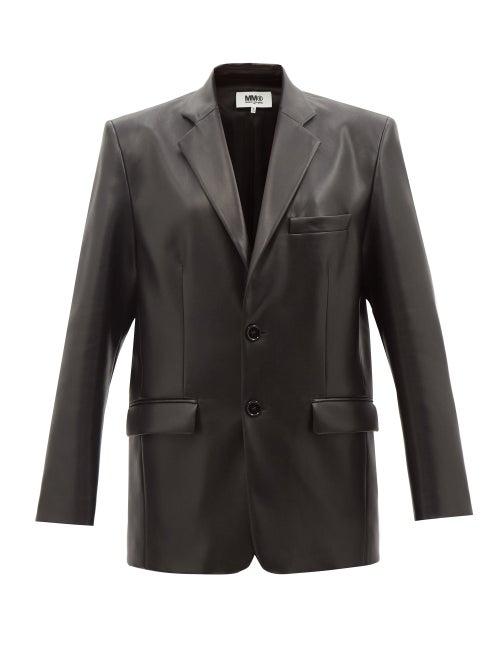 Mm6 Maison Margiela - Faux-leather Blazer - Womens - Black