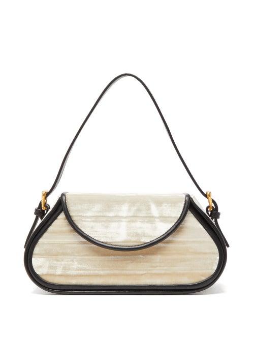 Matchesfashion.com By Far - Uma Leather Trimmed Velvet Shoulder Bag - Womens - Ivory