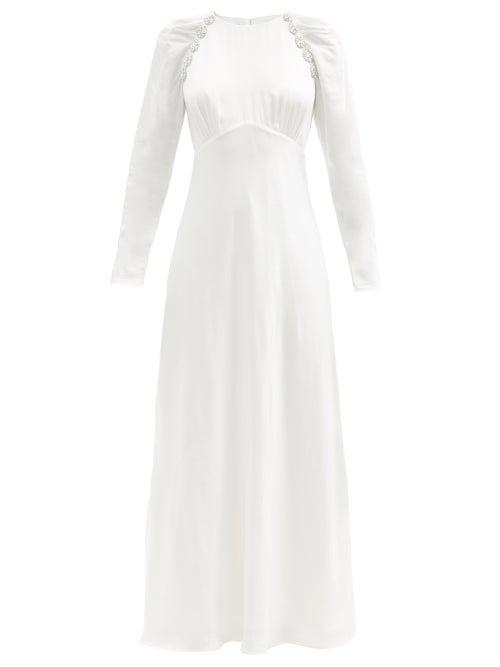 Ladies Rtw Self-portrait - Crystal-embellished Satin Dress - Womens - White