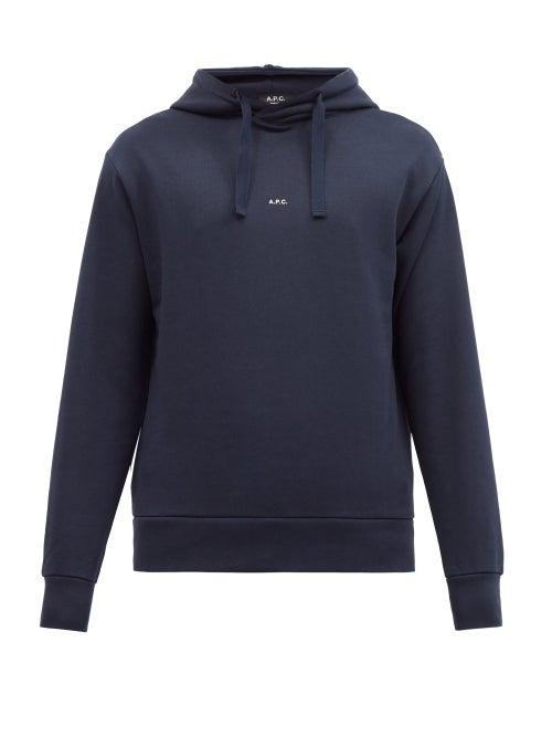 Matchesfashion.com A.p.c. - Larry Logo-print Cotton-jersey Hooded Sweatshirt - Mens - Navy