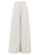 Matchesfashion.com Vika Gazinskaya - Faux Leather Wide Leg Trousers - Womens - Light Blue