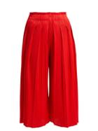 Matchesfashion.com Pleats Please Issey Miyake - High Rise Pleated Cropped Culottes - Womens - Red