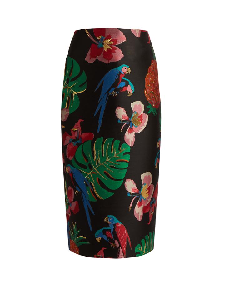 Valentino Tropical Dream-jacquard Pencil Skirt