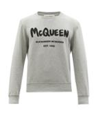 Alexander Mcqueen - Graffiti Logo-print Cotton-jersey Sweatshirt - Mens - Grey