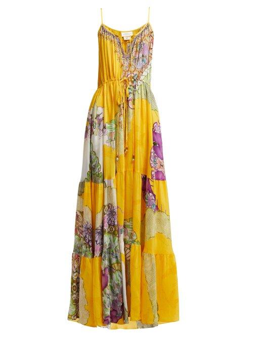 Matchesfashion.com Camilla - Golden Years Silk Maxi Dress - Womens - Yellow Multi