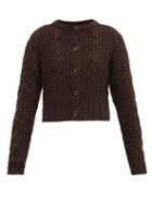 Matchesfashion.com Emilia Wickstead - Zuri Cable-knitted Wool Cardigan - Womens - Dark Brown