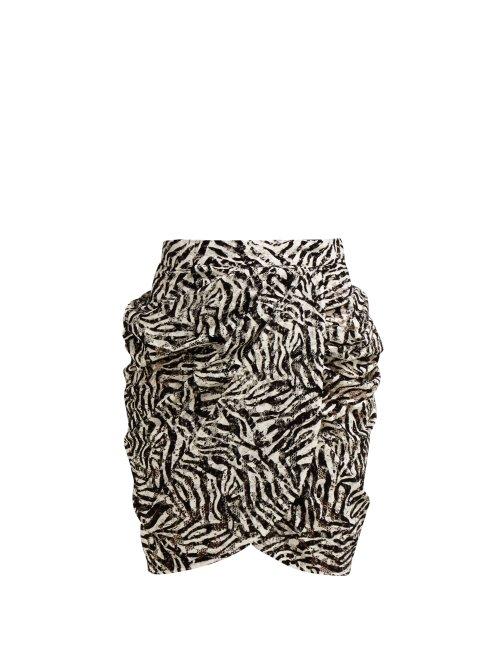 Matchesfashion.com Dundas - Flocked Lace Mini Skirt - Womens - Black White