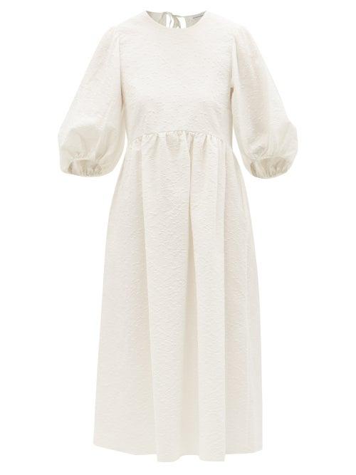 Cecilie Bahnsen - Karmen Floral Cotton-blend Cloqu Midi Dress - Womens - White