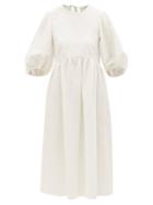 Cecilie Bahnsen - Karmen Floral Cotton-blend Cloqu Midi Dress - Womens - White