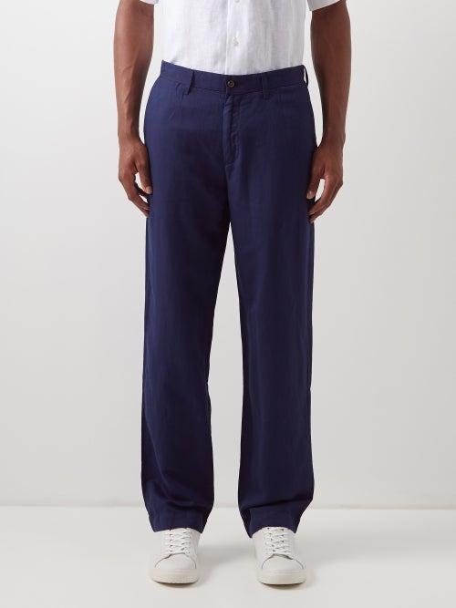 Polo Ralph Lauren - Flat-front Linen-blend Trousers - Mens - Navy