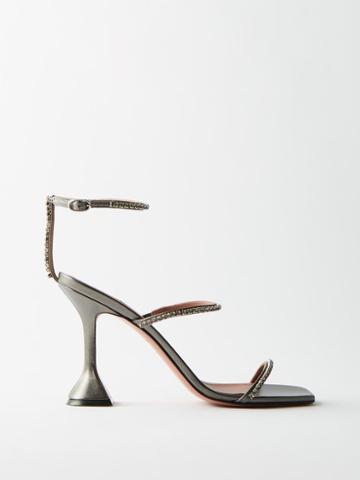 Amina Muaddi - Gilda 95 Crystal-embellished Sandals - Womens - Black Silver