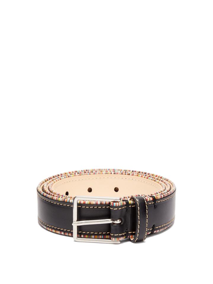 Paul Smith Signature Stripe-trimmed Leather Belt