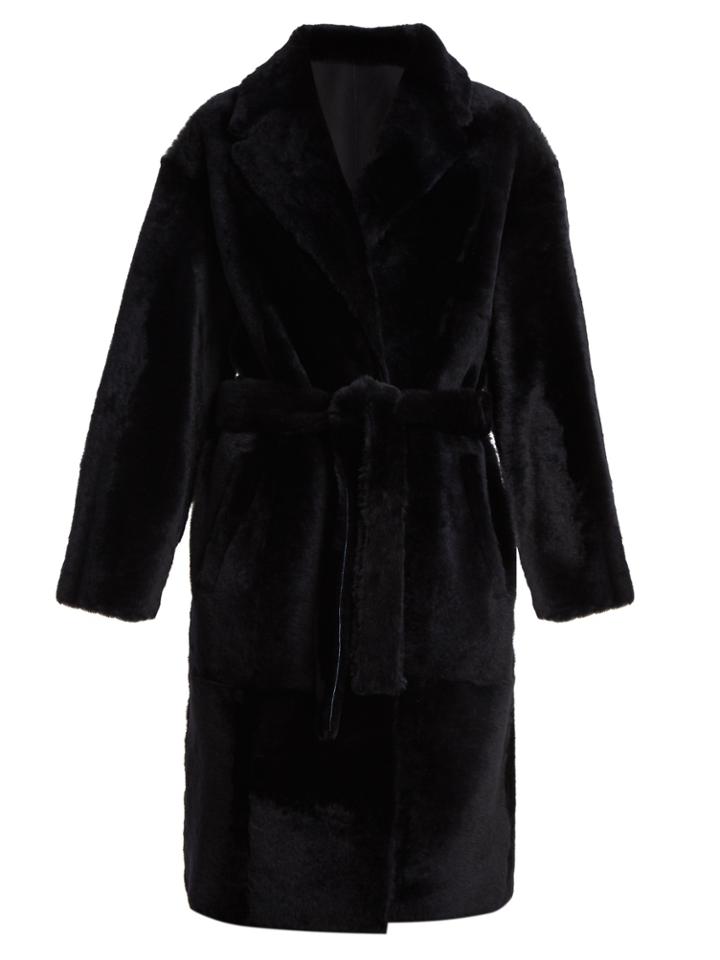 Yves Salomon Reversible Tie-waist Shearling Coat