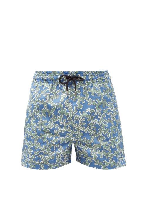 Matchesfashion.com Apnee - Coraux Coral-print Swim Shorts - Mens - Blue Multi