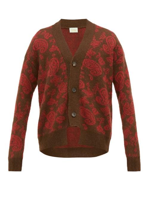 Matchesfashion.com Aries - Cut Out Paisley Jacquard Cardigan - Mens - Red