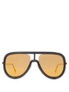 Matchesfashion.com Fendi - Mirrored Lens Navigator Optyl & Metal Sunglasses - Mens - Black