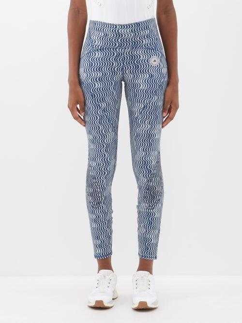 Adidas By Stella Mccartney - Truepace High-rise Printed-jersey Leggings - Womens - Blue White