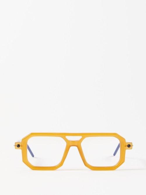 Kuboraum - P8 Aviator Acetate Glasses - Mens - Orange Multi