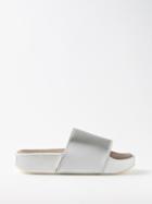 Y-3 - Metallic Faux-leather Slides - Mens - Grey