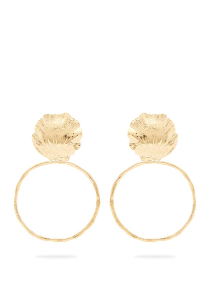 Elise Tsikis Thebes Gold-plated Shell Hoop Earrings
