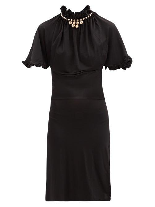 Matchesfashion.com Paco Rabanne - Beaded-collar Jersey Midi Dress - Womens - Black